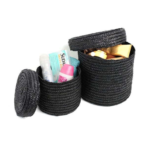 Sada 2 černých košíků na drobnosti Premier Housewares Straw-image-1