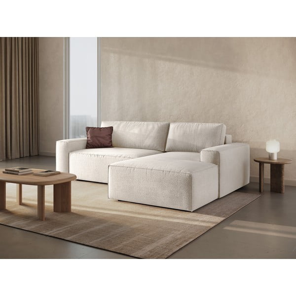 Valge bukleekangast nurgadiivanvoodi (parem nurk) Jodie - Micadoni Home-image-1