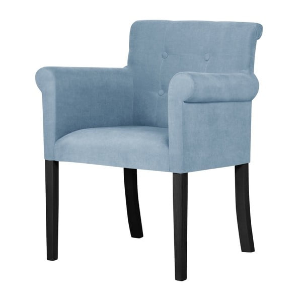 Světle modrá židle s černými nohami z bukového dřeva Ted Lapidus Maison Flacon