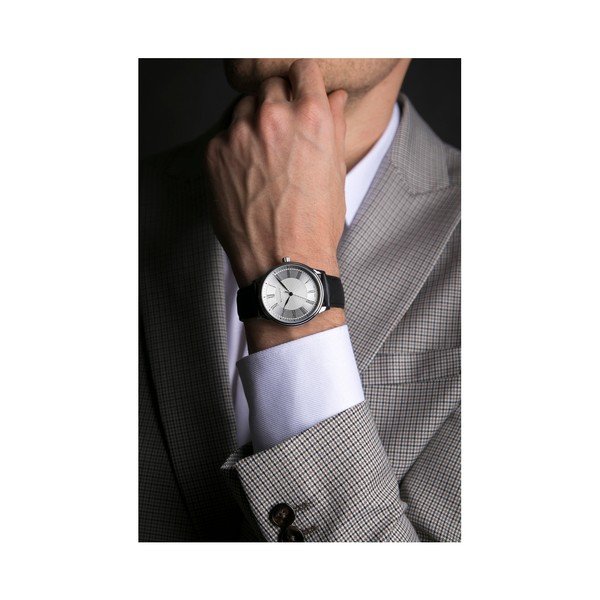 Pánské hodinky s černým páskem z pravé kůže Walter Bach Marrio-image-3