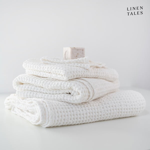 Valged rätikud ja vannirätikud 3tk komplektis Honeycomb - Linen Tales-image-1