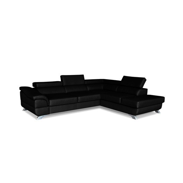 Černá rohová rozkládací pohovka Windsor & Co. Sofas Omnikron, pravý roh-image-2