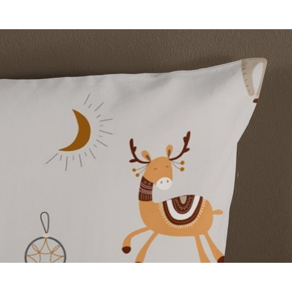 Hall-beež puuvillane laste voodipesu üheinimesevoodile 140x200 cm Woody - Good Morning-image-3