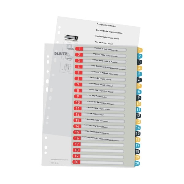 Komplekt 5 numbrilist indeksit koos 20 sildiga , A4 Cosy - Leitz-image-3