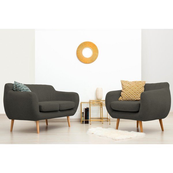 Tmavě šedé křeslo se světlými nohami Vivonita Kennet-image-1