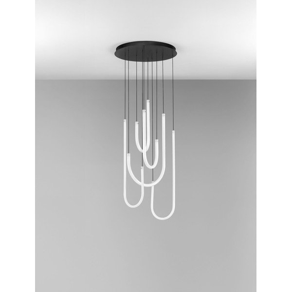 Valge/mattmust terasest hämardatav LED-rippvalgusti akrüülklaasist varjuga, ø 50 cm Topaz - Nova Luce-image-4