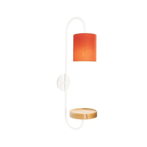 Bílé kovové nástěnné svítidlo s červeným stínidlem Opviq lights Marylena-image-2