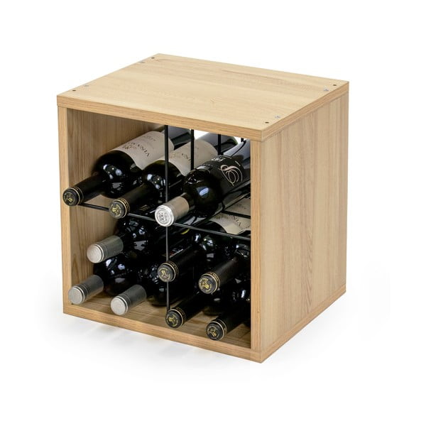 Naturaalset värvi veinihoidik 16 pudelile, pöögi dekoratsiooniga - Compactor-image-3