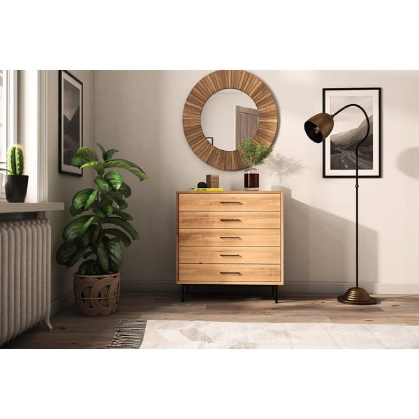 Kõrge kapp tammepuust naturaalset värvi 97x95 cm Abies - The Beds-image-4