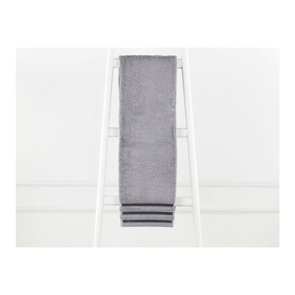 Tmavě šedý bavlněný ručník Emily, 70 x 140 cm