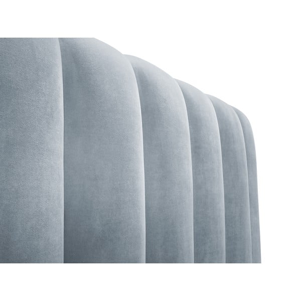 Helesinine polsterdatud kaheinimese voodi, millel on riiulid 160x200 cm ja panipaik Kelp - Micadoni Home-image-4