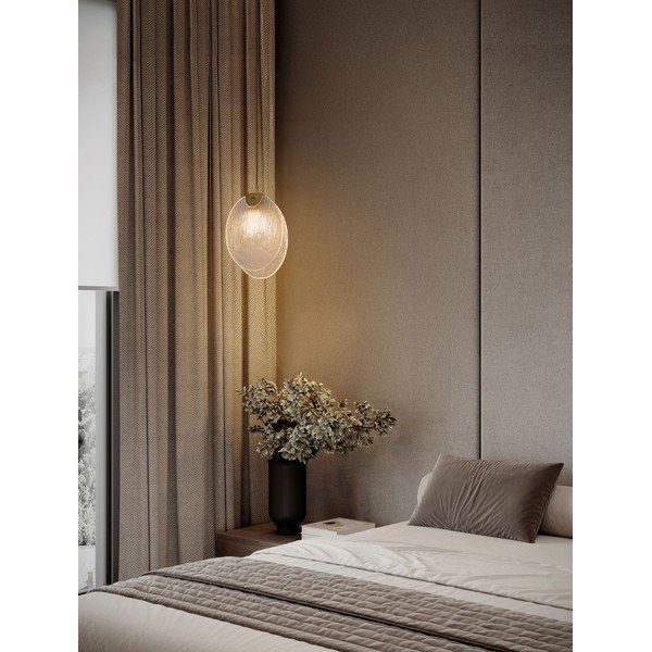 Messingivärvi terasest LED-ripplamp klaasist varjuga Shelina - Nova Luce-image-1