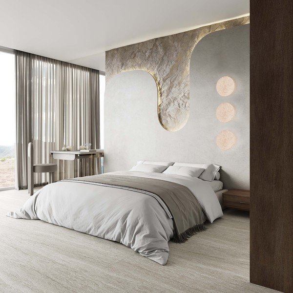 Mattvalge kivist LED-seinavalgusti, hämardatav Bobbin - Trio Select-image-1