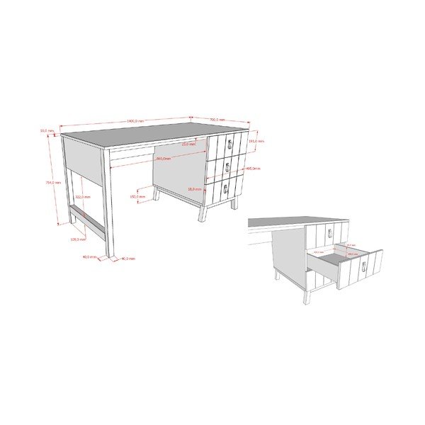 Laste laud 70x140 cm Sezane - Vipack-image-2