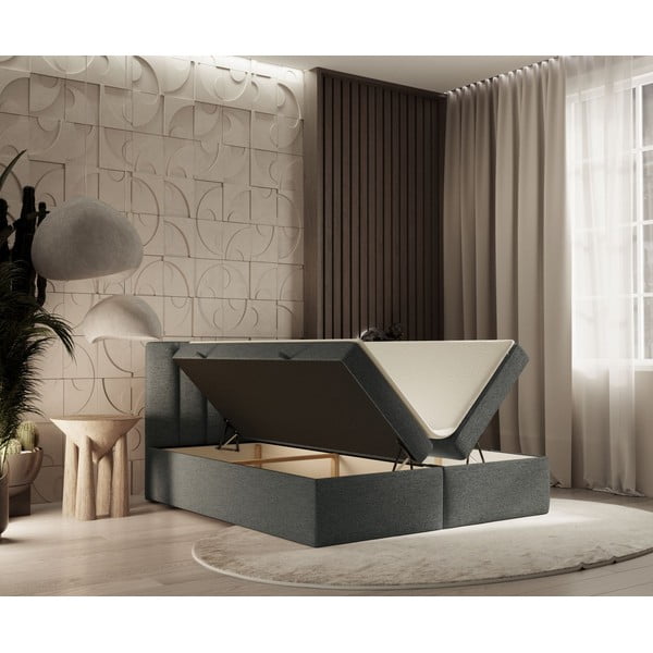 Tumehall vedrumadratsiga voodi koos panipaigaga 140x200 cm Novento - Maison de Rêve-image-2