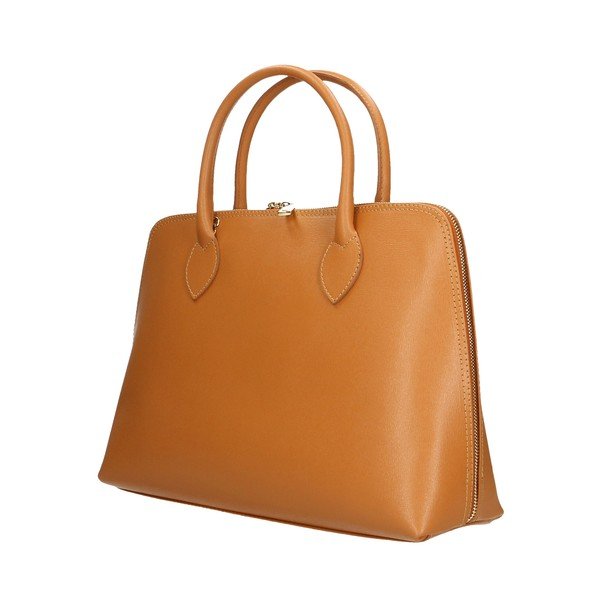 Hnědá kožená kabelka Chicca Borse Arancio-image-2
