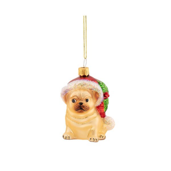 Klaasist jõuluehe, 6 cm Festive Pug – Sass & Belle