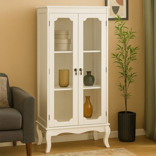 Valge vitriinkapp 58x131x32 cm Marcella - Premier Housewares-image-1