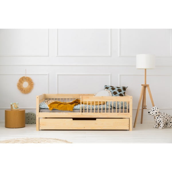 Puiduvärvi väljatõmmatava osaga lastevoodi, koos voodipõhjaga ja hoiuruumiga 140x200 cm CPW – Adeko