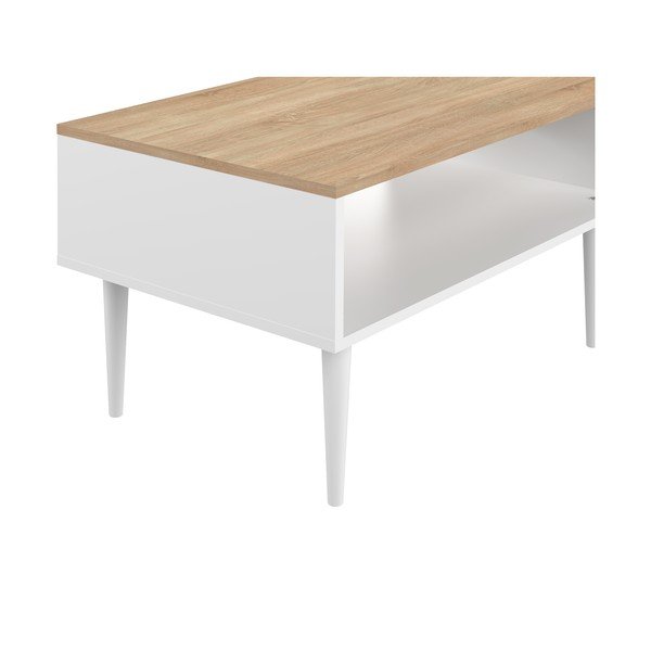 Valge kohvilaud tammeplaadiga 80x47 cm Horizon - TemaHome-image-4