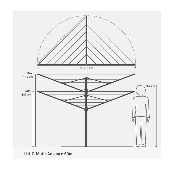 Välistingimustes kasutatav kuivatusrest Lift-O-Matic 60m - Brabantia-image-1