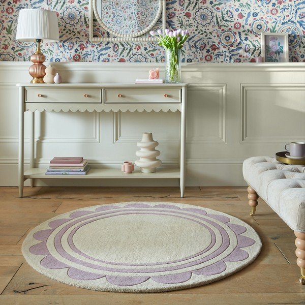 Lilla käsitsi kootud villane vaip ø 120 cm Lois Scallop - Flair Rugs-image-1