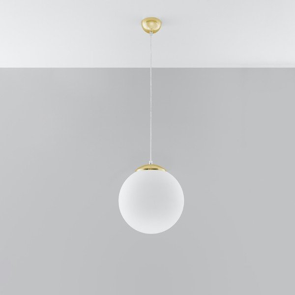 Kuldne rippvalgusti klaasist varjuga ø 30 cm Cezab - Sollux-image-2