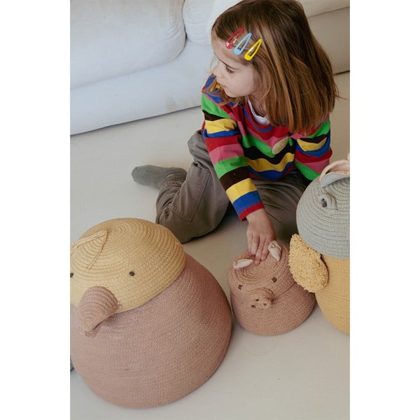 Heleroosa riidest laste mänguasjakorv ø 17x15 cm Mini Peggy the Pig - Lorena Canals-image-4