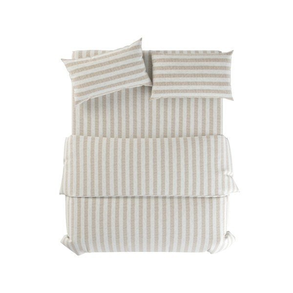 Helehall/kreem linane voodipesu kaheinimesevoodile 200x200 cm Natural Stripes - Native Natural