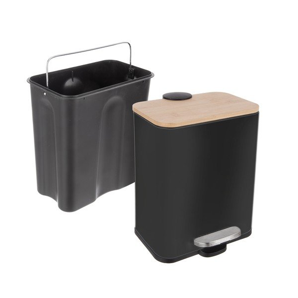 Must roostevabast terasest prügikast 5 l Black - Orion-image-4