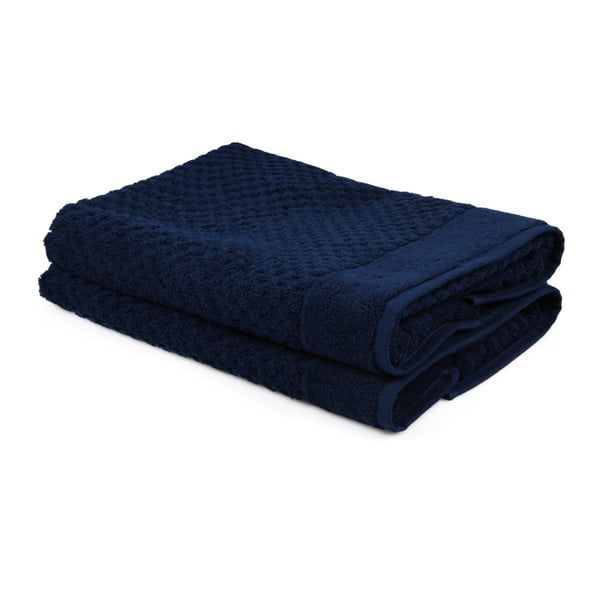 Sada 2 tmavě modrých ručníků ze 100% bavlny Mosley, 50 x 80 cm