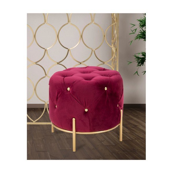 Vínově červená taburetka Mauro Ferretti Glam, ø 45 cm-image-1
