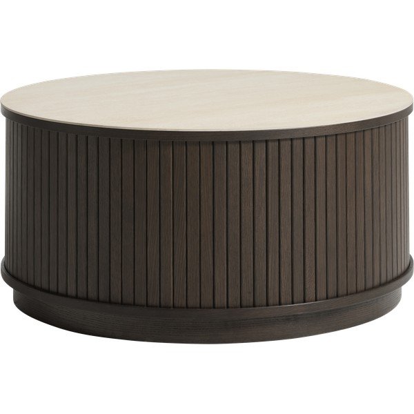 Ümmargune kohvilaud keraamilise pealispinnaga tumedas naturaalses värvitoonis, ø 85 cm Enna - Unique Furniture-image-4