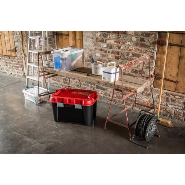 Punane-must plastikust hoiukarp kaanega 59x39,5x36 cm Totem - Curver-image-1