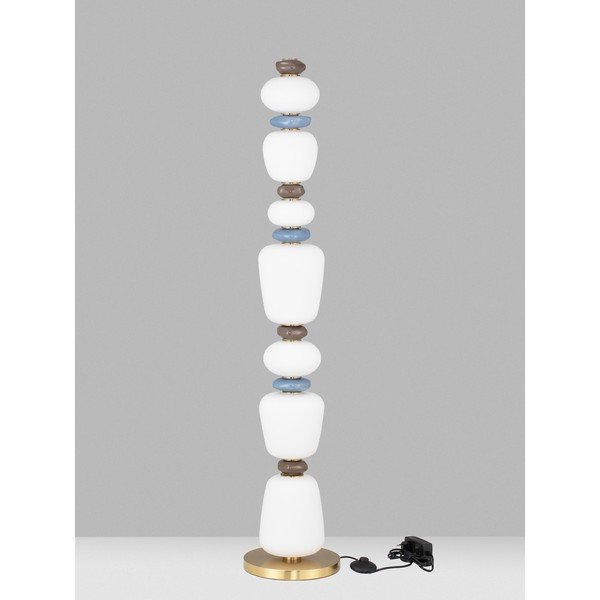 Valge/kuldse värvi metallist LED-põrandalamp portselanist/klaasist varjuga, hämardatav (kõrgus 130,5 cm) Palo - Nova Luce-image-2