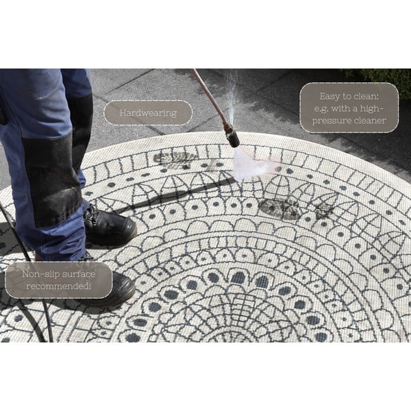 Hall ja kreemikas õuevaip , ⌀ 140 cm Porto - NORTHRUGS-image-4