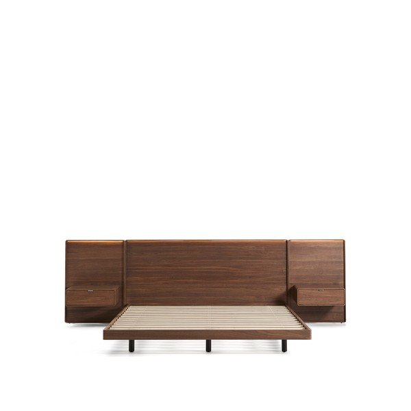 Pruun kasepuidust kaheinimesevoodi voodipõhjaga 160x200 cm Norlen - Kave Home-image-3