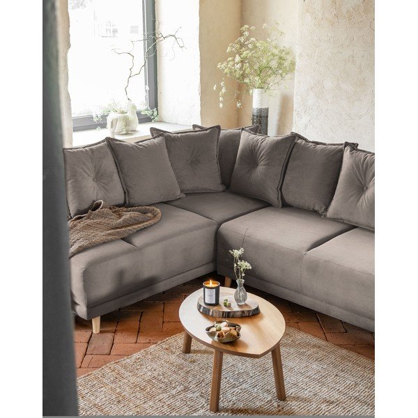 Helepruunist velvetist nurgadiivanvoodi (vasak nurk/"U") Lazy Lukka - Miuform-image-3