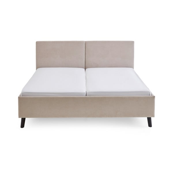 Beež polsterdatud kaheinimesevoodi liistudest raamiga 160x200 cm Piano - Meise Möbel-image-3