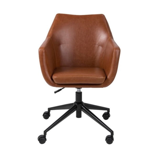 Pruun kunstnahast kontoritool ratastel Nora - Actona-image-1