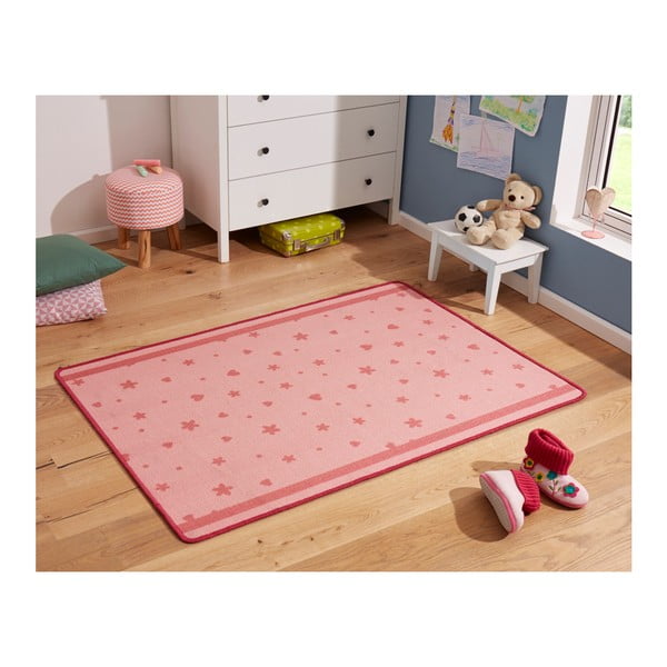 Dětský růžový koberec Zala Living Stars & Hearts, 100 x 140 cm-image-2