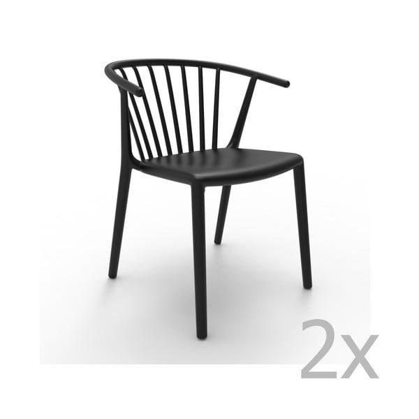 Sada 2 černých jídelních židlí Resol Woody