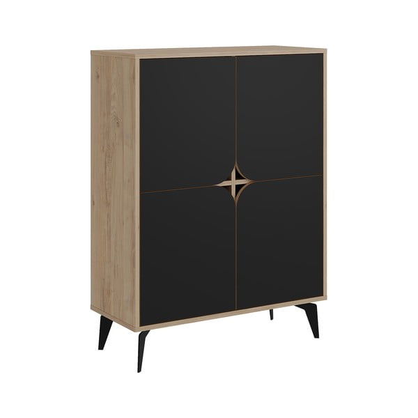 Tammedekooriga kapp must-puiduvärvi 90x120 cm Nola - Marckeric-image-2