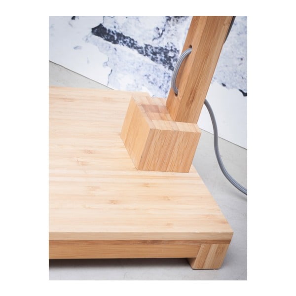 Valge varju ja bambusekonstruktsiooniga põrandalamp Himalaya - Good&Mojo-image-3