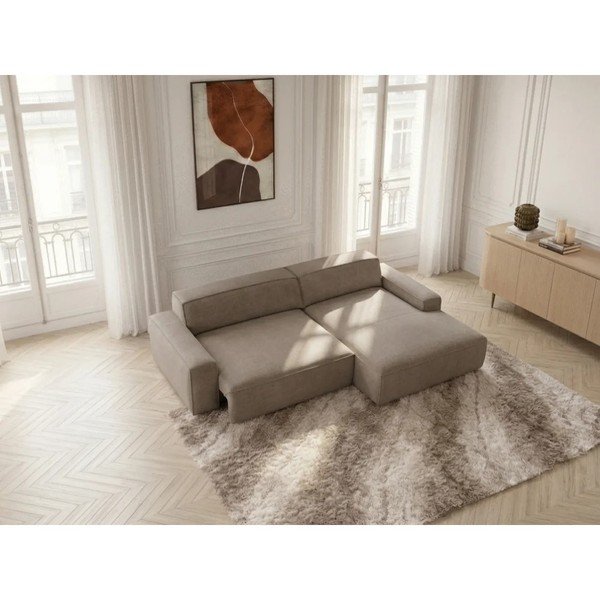 Hallikaspruun diivanvoodi/elektrilise istmepikendusega nurgadiivan (paremas nurgas) Abel - Bobochic Paris-image-4