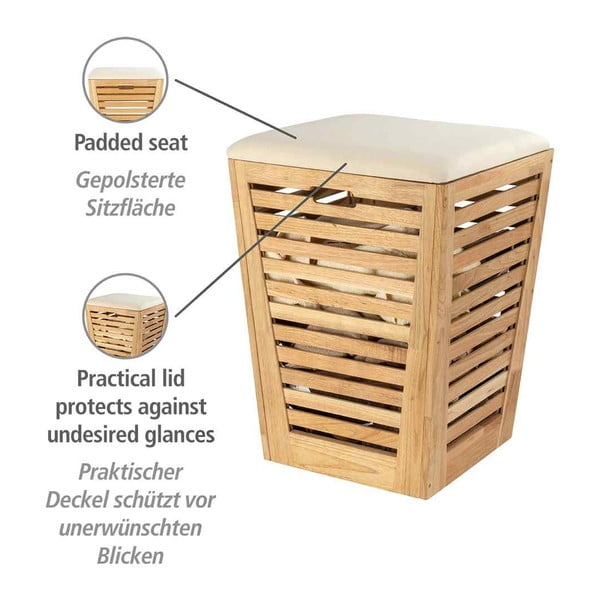 Puidust pesukorv 55 l Norway - Wenko-image-4