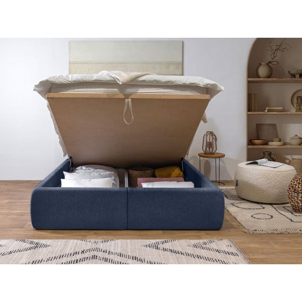 Tumesinine polsterdatud kaheinimesevoodi koos panipaiga ja voodipõhjaga 160x200 cm Garance - Bobochic Paris-image-3