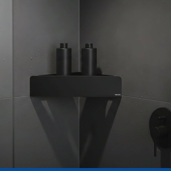 Must vannitoa riiul ilma puurimiseta/nurgata Turbo-loc roostevabast terasest Lizan - Wenko-image-1