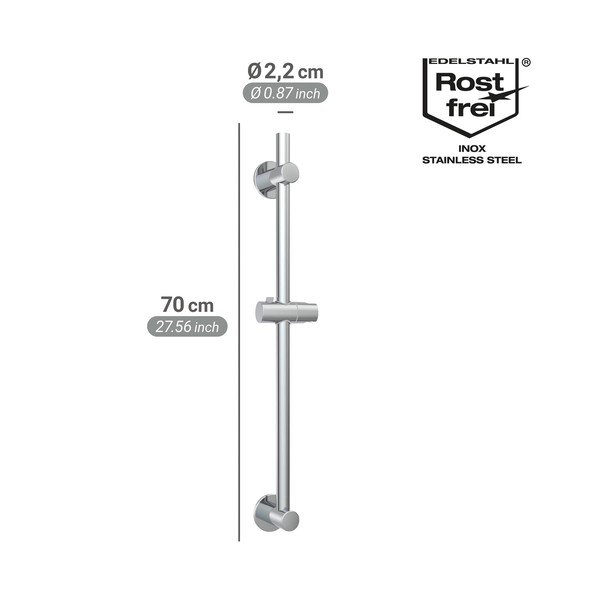 Läikiv hõbedane puurimisvaba dušilift, roostevabast terasest 70 cm - Wenko-image-4