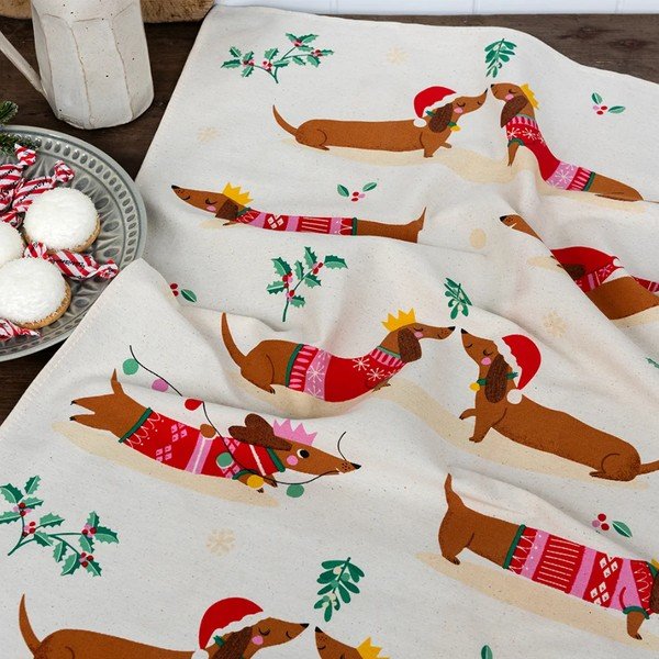 Puuvillane rätik 70x50 cm Festive Sausage Dog - Rex London-image-1